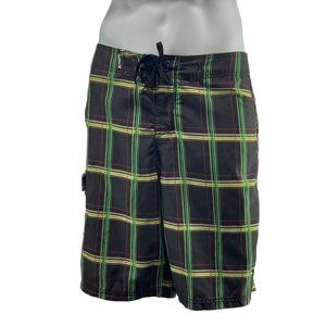 Hurley Swim Shorts Plaid Medium Length Board-shorts / Trunks Men's Size 34